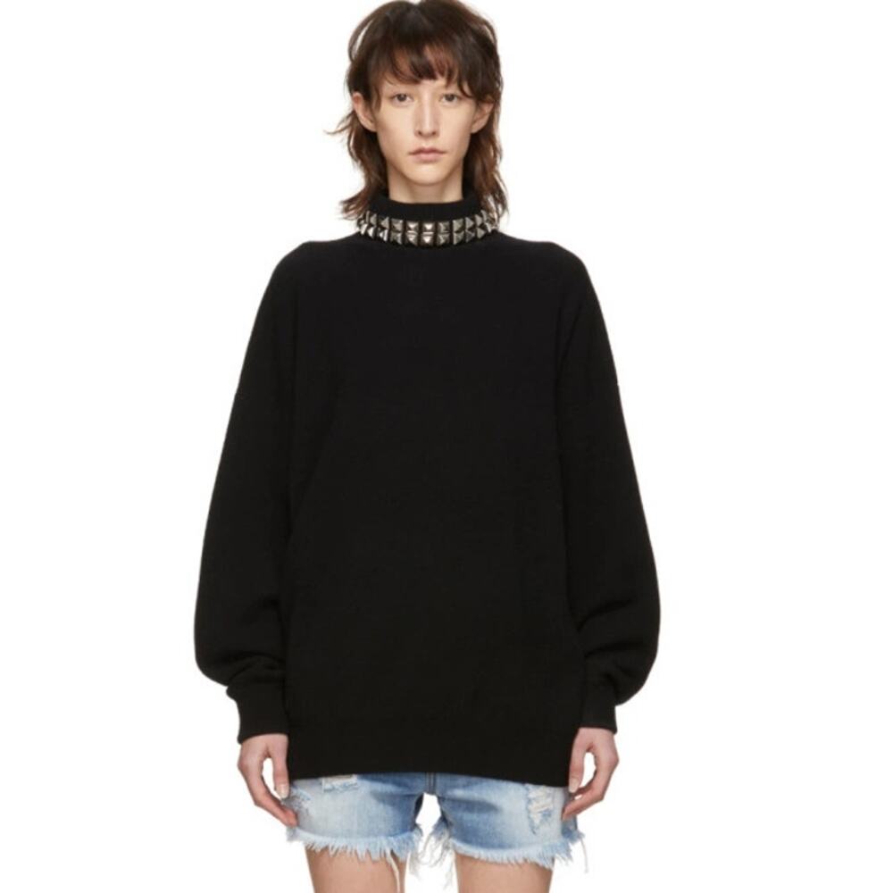 Alexander Wang Black Studded Turtleneck Pullover Sweater Black Size Medium‎